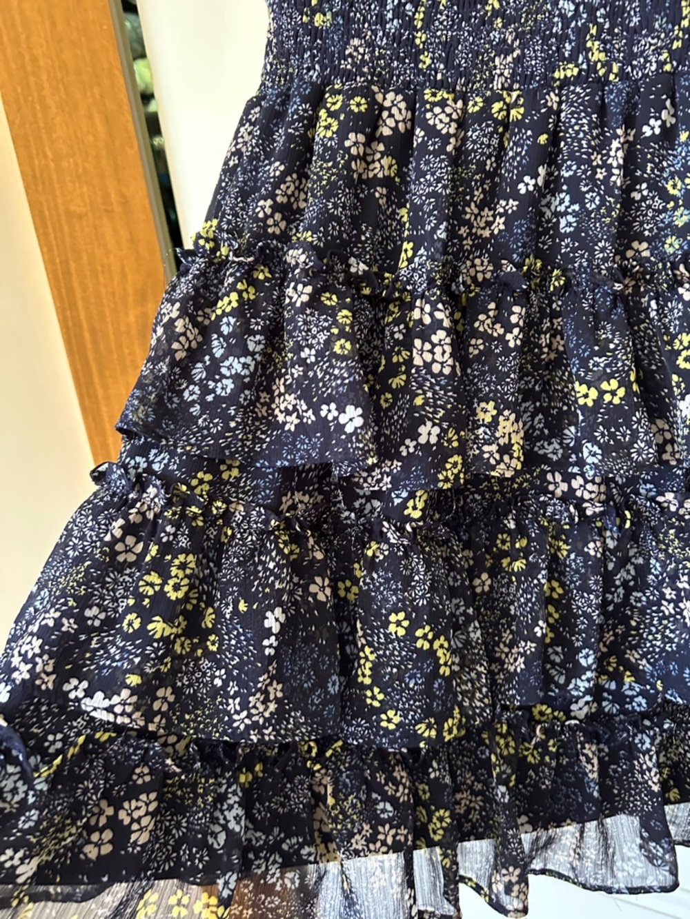 MSK Navy Floral Ruffle Tiered Sundress with Yellow Accents - Picture 5 of 10